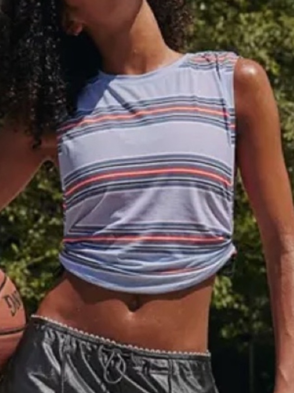 Free People Movement Women’s Sport Mode Muscle Tank Steel Stripes Sz Medium